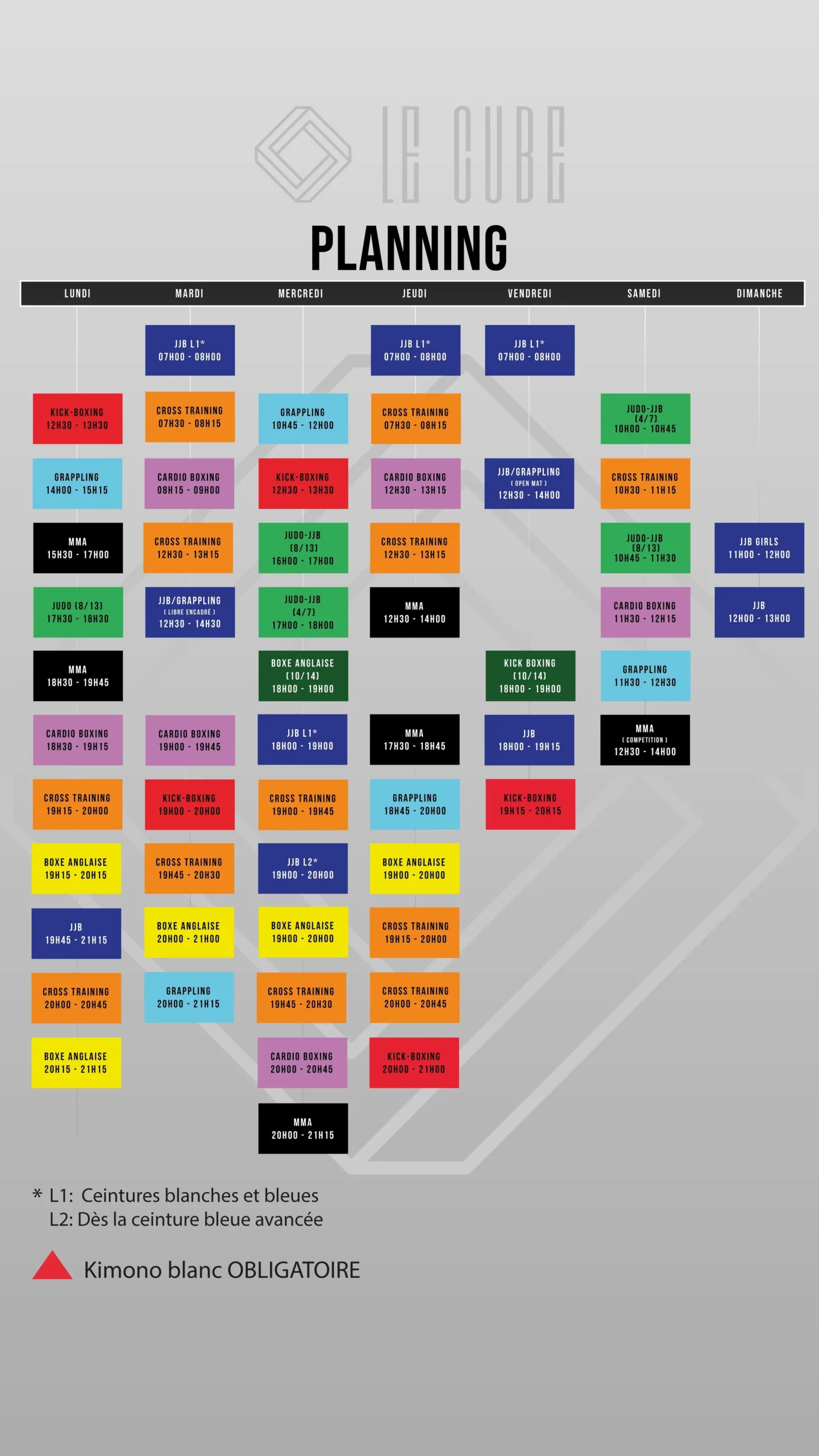 Planning Le Cube Fight Club